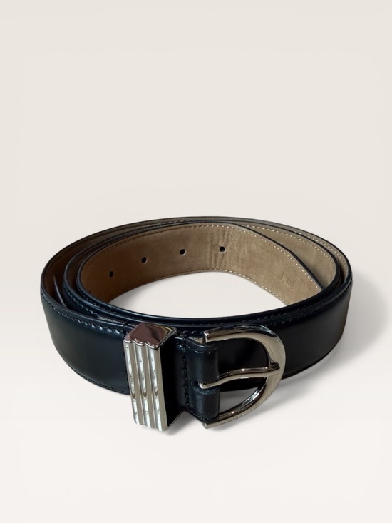 Abercrombie & Fitch Accessories - Abercrombie Black Leather Belt Silver Buckle L/XL Minimal Classic